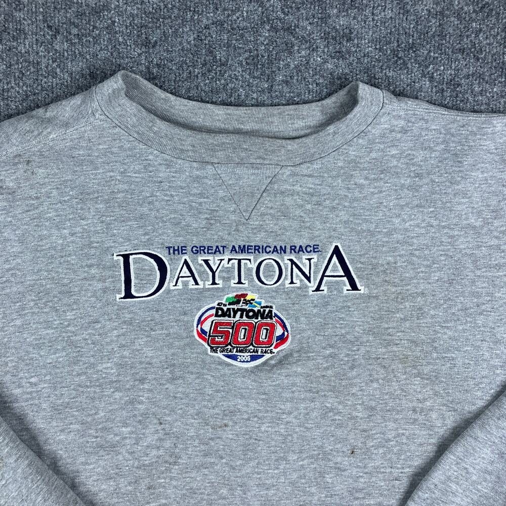 Pro Edge Sweatshirt Mens XL Gray Racing Crewneck  Daytona 500 Graphic